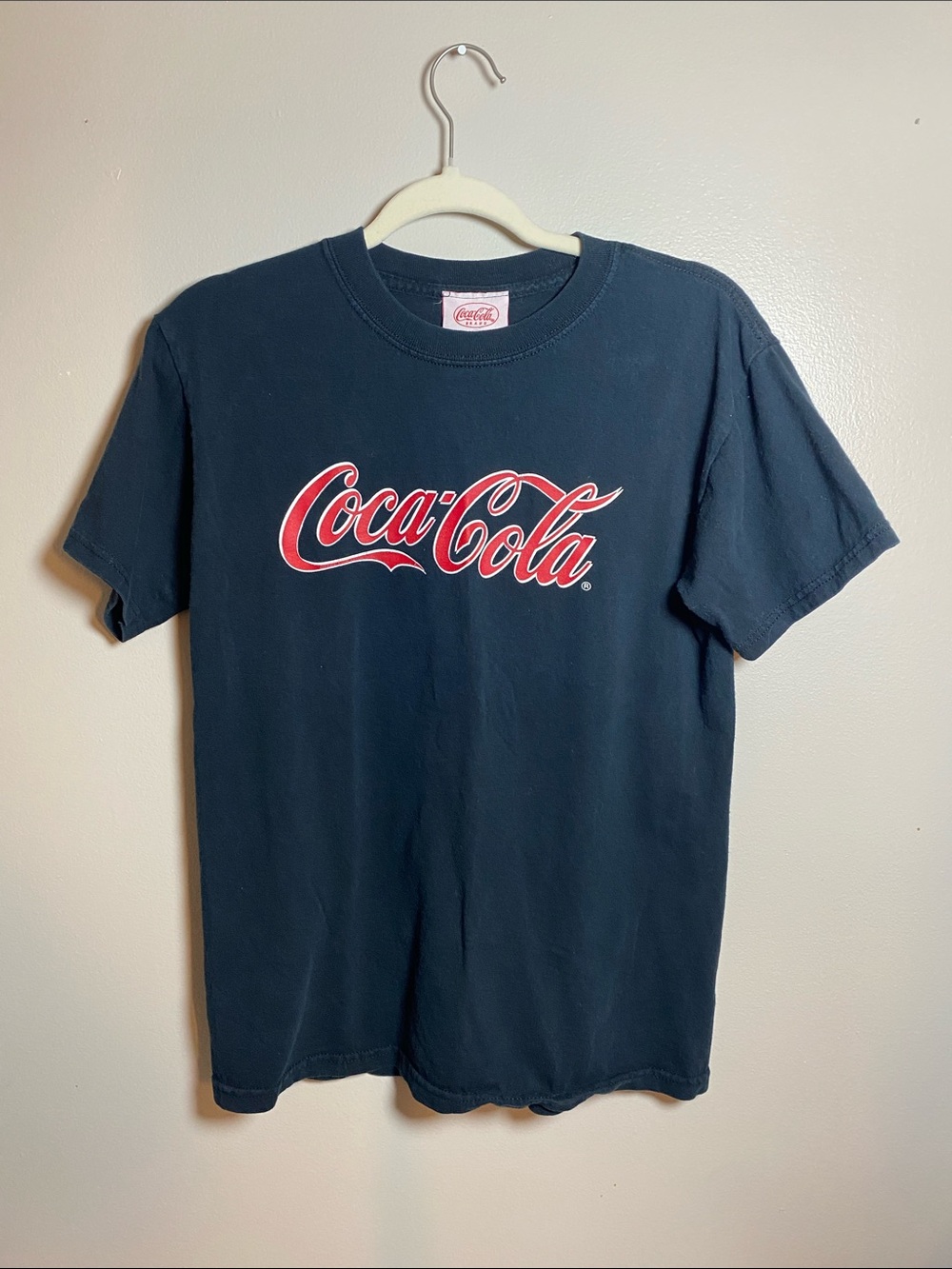 Coca Cola Black Tee with Red Logo Small Cotton Crewneck